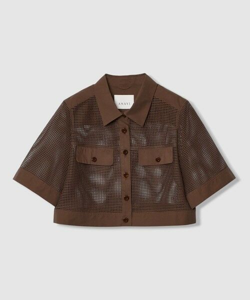 ANAYI / アナイ その他アウター | 【セットアップ対応商品】 メッシュラッセル５分袖シャツブルゾン（brown (81)）