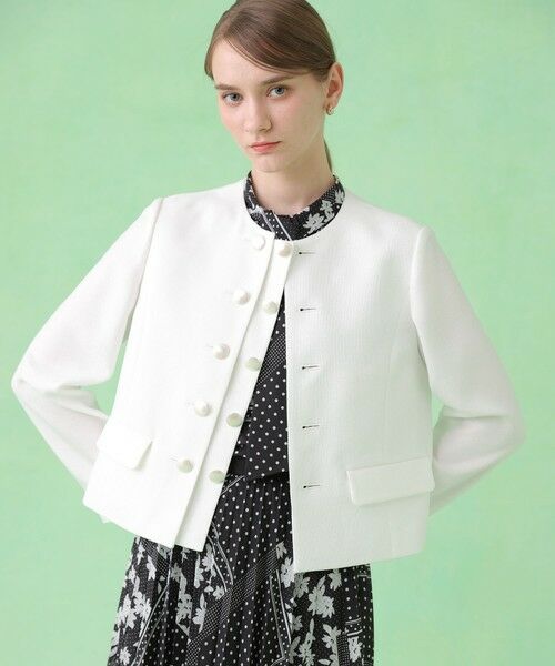 ANAYI / アナイ ノーカラージャケット | バスケットノーカラーダブルジャケット【セットアップ対応商品】 | 詳細1