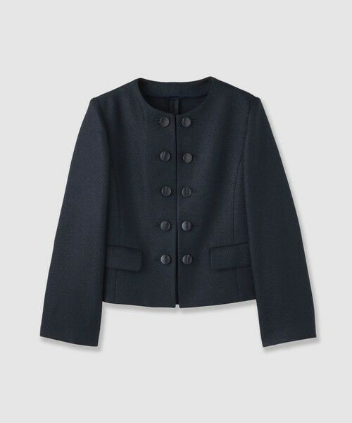 ANAYI / アナイ ノーカラージャケット | バスケットノーカラーダブルジャケット【セットアップ対応商品】（navy (65)）