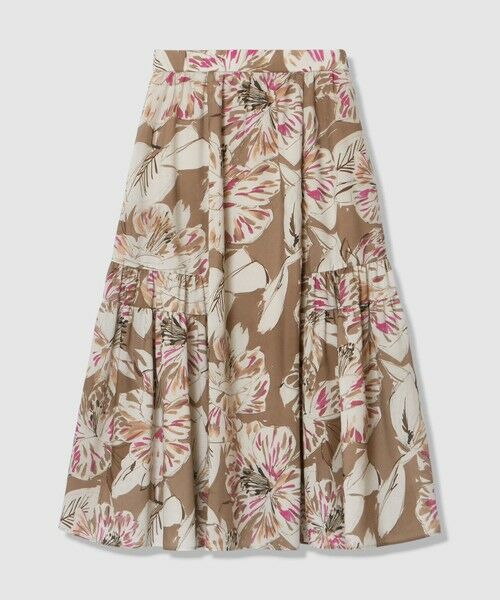 ANAYI / アナイ ロング・マキシ丈スカート | ペイントフラワープリントティアード スカート(brown (81))