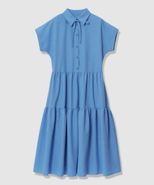 ANAYI / アナイ ロング・マキシ丈ワンピース | ラミーサッカーティアードシャツ ワンピース（blue (61)）