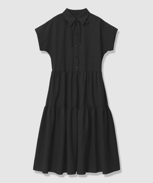 ANAYI / アナイ ロング・マキシ丈ワンピース | ラミーサッカーティアードシャツ ワンピース（black (95)）