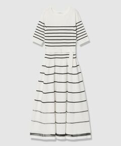 ANAYI / アナイ ミニ丈・ひざ丈ワンピース | シアーラインボーダーベルト付きワンピース