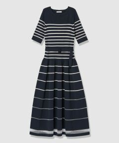 ANAYI / アナイ ミニ丈・ひざ丈ワンピース | シアーラインボーダーベルト付きワンピース