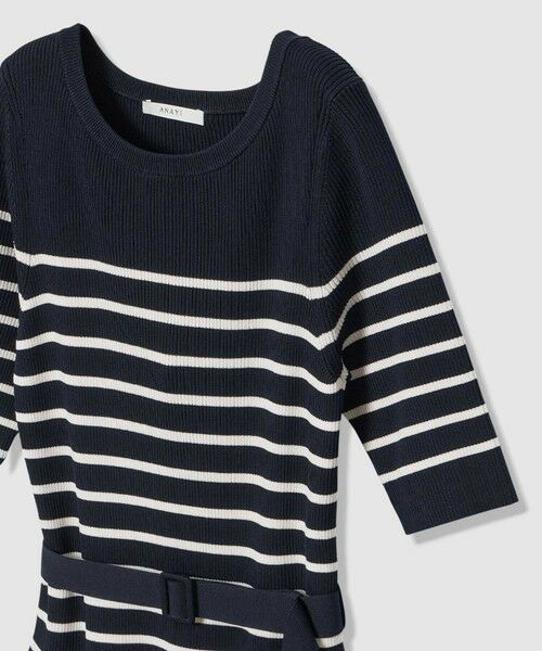 ANAYI / アナイ ミニ丈・ひざ丈ワンピース | シアーラインボーダーベルト付きワンピース | 詳細13