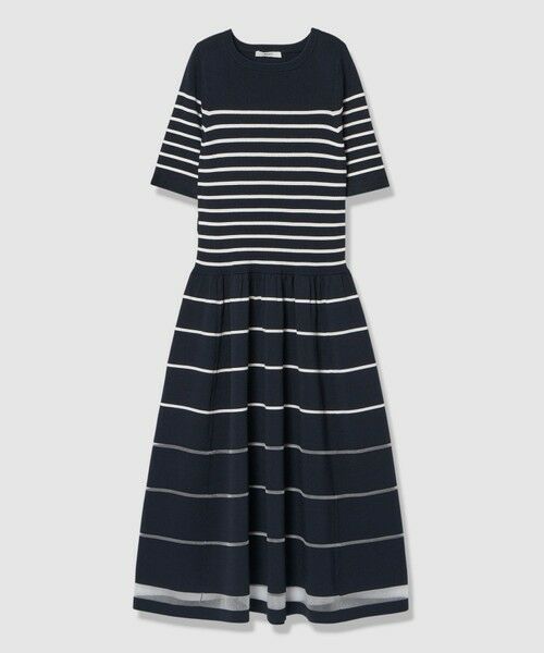 ANAYI / アナイ ミニ丈・ひざ丈ワンピース | シアーラインボーダーベルト付きワンピース | 詳細18