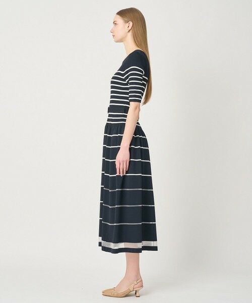 ANAYI / アナイ ミニ丈・ひざ丈ワンピース | シアーラインボーダーベルト付きワンピース | 詳細11