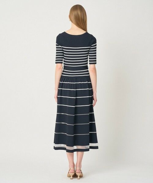 ANAYI / アナイ ミニ丈・ひざ丈ワンピース | シアーラインボーダーベルト付きワンピース | 詳細12