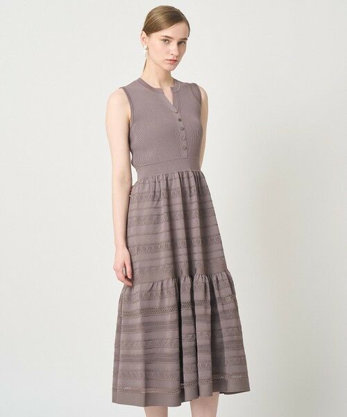 ANAYI / アナイ ミニ丈・ひざ丈ワンピース | ニッティングレースティアード ワンピース〈セットアップ対応商品〉 | 詳細1