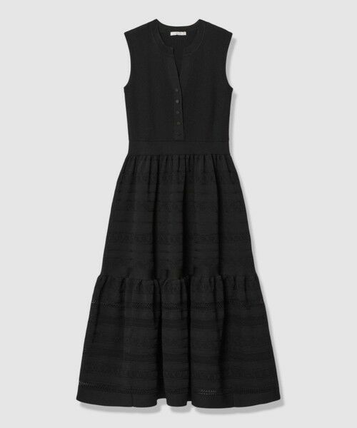 ANAYI / アナイ ミニ丈・ひざ丈ワンピース | 【セットアップ対応商品】ニッティングレースティアード ワンピース(black (95))