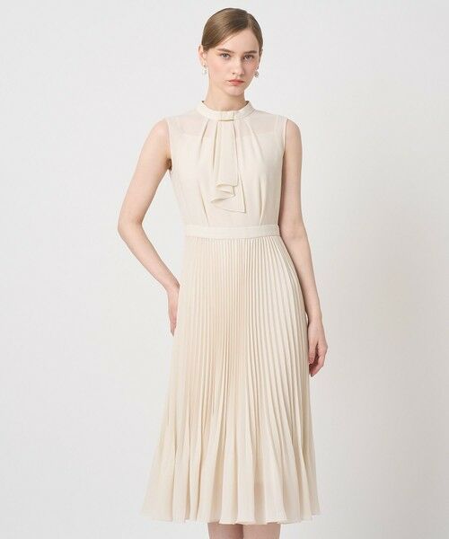 ANAYI / アナイ ミニ丈・ひざ丈ワンピース | シアードビープリーツノースリ ワンピース（ivory (04)）