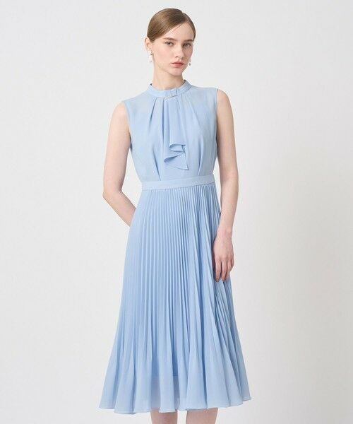 ANAYI / アナイ ミニ丈・ひざ丈ワンピース | シアードビープリーツノースリ ワンピース（light blue (62)）