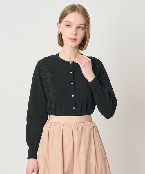 ANAYI / アナイ カーディガン・ボレロ | レースラインコットンナイロンカーディガン（black (95)）