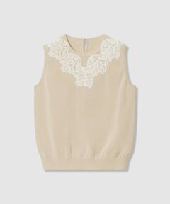 ANAYI / アナイ ニット・セーター | レースラインコットンナイロンクループルオーバー