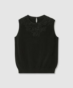 ANAYI / アナイ ニット・セーター | レースラインコットンナイロンクループルオーバー