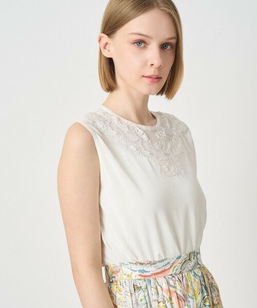 ANAYI / アナイ ニット・セーター | レースラインコットンナイロンクループルオーバー | 詳細4