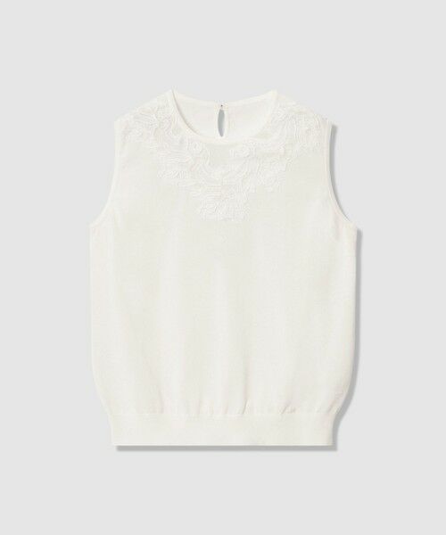 ANAYI / アナイ ニット・セーター | レースラインコットンナイロンクループルオーバー（white (01)）