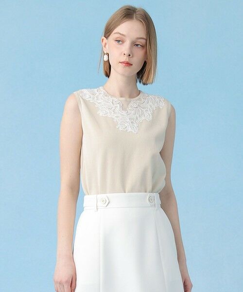 ANAYI / アナイ ニット・セーター | レースラインコットンナイロンクループルオーバー | 詳細17