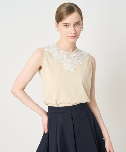 ANAYI / アナイ ニット・セーター | レースラインコットンナイロンクループルオーバー | 詳細15