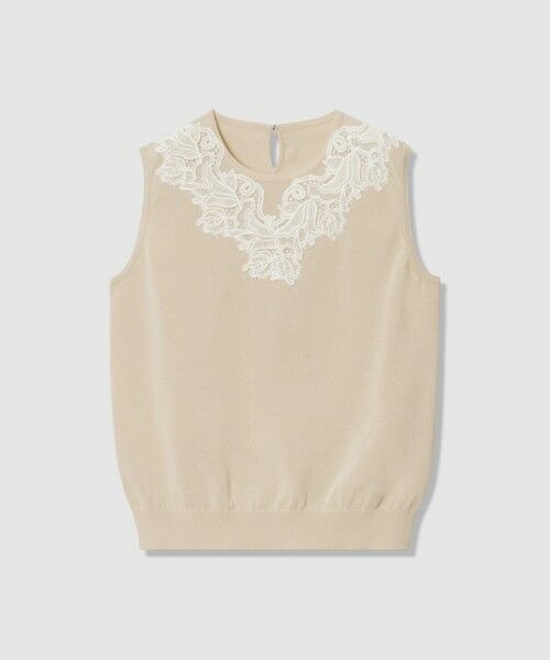 ANAYI / アナイ ニット・セーター | レースラインコットンナイロンクループルオーバー（beige mix (19)）