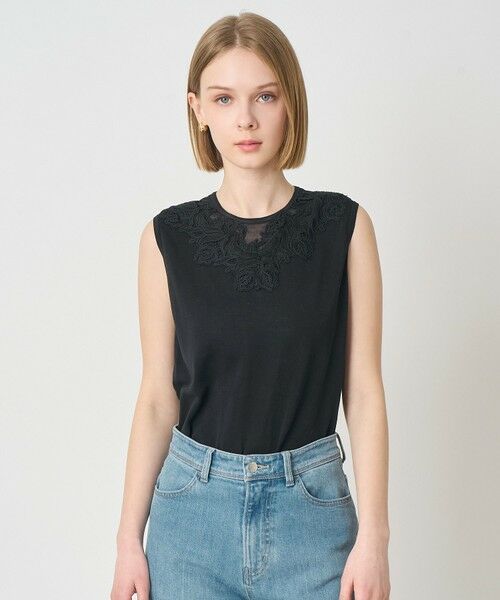 ANAYI / アナイ ニット・セーター | レースラインコットンナイロンクループルオーバー | 詳細25