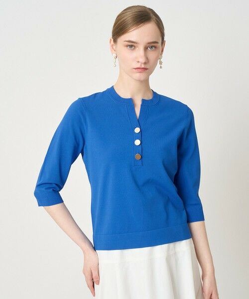 ANAYI / アナイ ニット・セーター | レーヨンポリエステルストレッチキーネックプルオーバー（blue (61)）