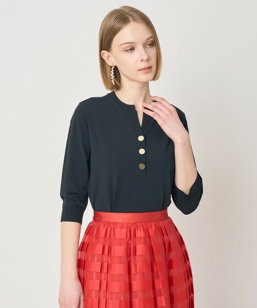 ANAYI / アナイ ニット・セーター | レーヨンポリエステルストレッチキーネックプルオーバー（navy (65)）