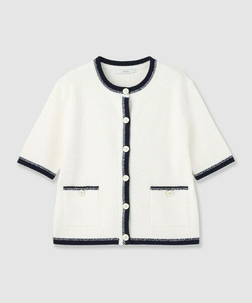 ANAYI / アナイ カーディガン・ボレロ | バイカラー5分袖カーディガン（off white (02)）