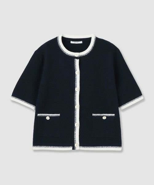 ANAYI / アナイ カーディガン・ボレロ | バイカラー5分袖カーディガン（navy (65)）