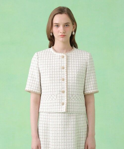 ANAYI / アナイ ノーカラージャケット | カラミツイードチェック ジャケット〈セットアップ対応商品〉 | 詳細1