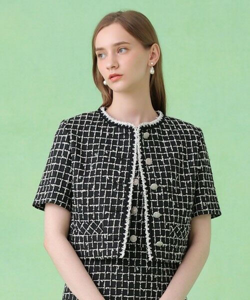 ANAYI / アナイ ノーカラージャケット | カラミツイードチェック ジャケット〈セットアップ対応商品〉（black (95)）