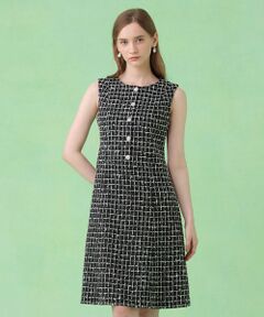 ANAYI / アナイ ミニ丈・ひざ丈ワンピース | カラミツイードチェックローウエスト ワンピース〈セットアップ対応商品〉