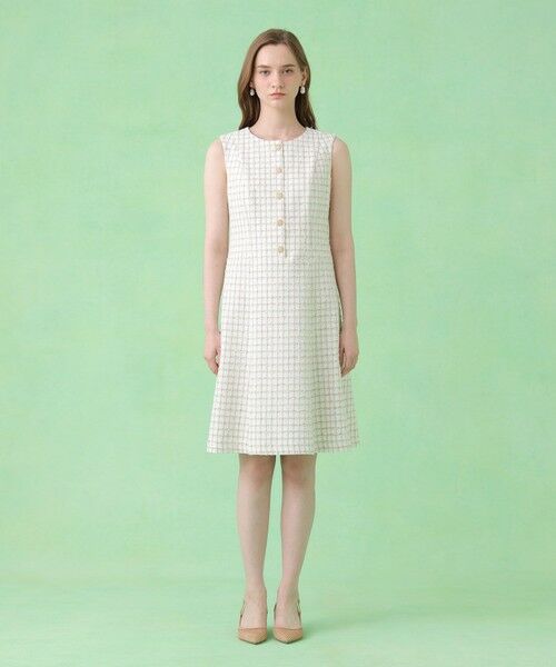 ANAYI / アナイ ミニ丈・ひざ丈ワンピース | カラミツイードチェックローウエスト ワンピース〈セットアップ対応商品〉 | 詳細1