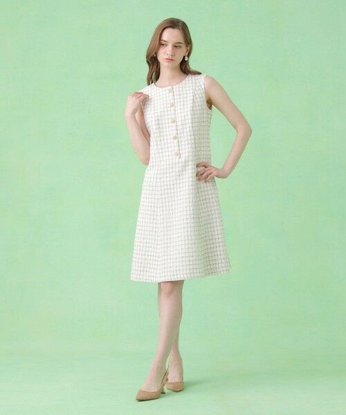 ANAYI / アナイ ミニ丈・ひざ丈ワンピース | カラミツイードチェックローウエスト ワンピース〈セットアップ対応商品〉 | 詳細4
