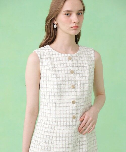 ANAYI / アナイ ミニ丈・ひざ丈ワンピース | カラミツイードチェックローウエスト ワンピース〈セットアップ対応商品〉 | 詳細6