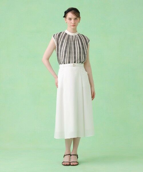ANAYI / アナイ ミニ・ひざ丈スカート | ドライオックスベルト付きタックスカート（white (01)）