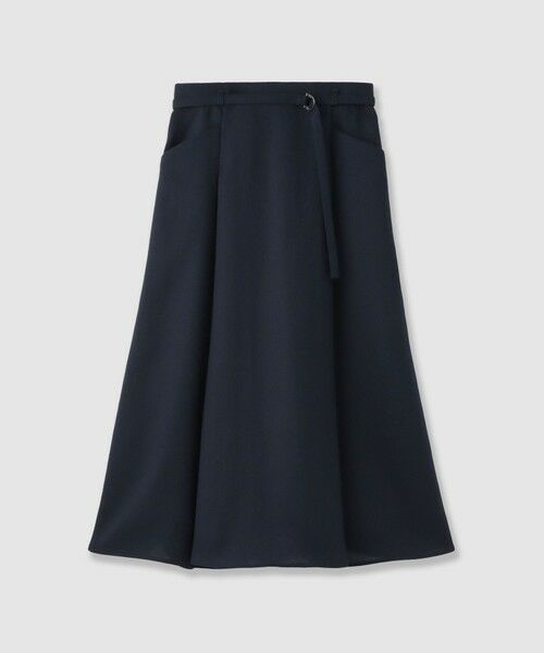 ANAYI / アナイ ミニ・ひざ丈スカート | ドライオックスベルト付きタックスカート（navy (65)）