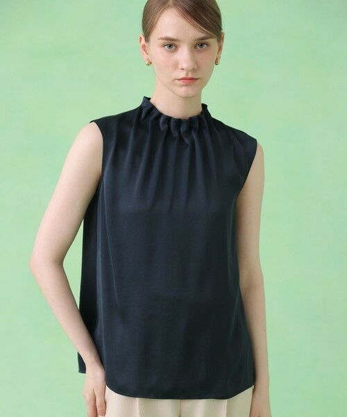 ANAYI / アナイ シャツ・ブラウス | ヴィンテージサテンスタンドブラウス(navy (65))
