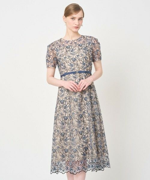 ANAYI / アナイ ロング・マキシ丈ワンピース | リトルフラワーリーフタックスリーブワンピース（blue (61)）