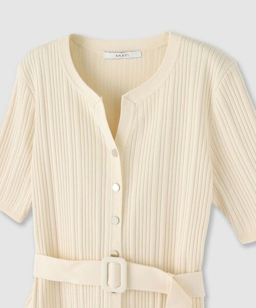 ANAYI / アナイ ミニ丈・ひざ丈ワンピース | グログランコンビベルト付きワンピース | 詳細3