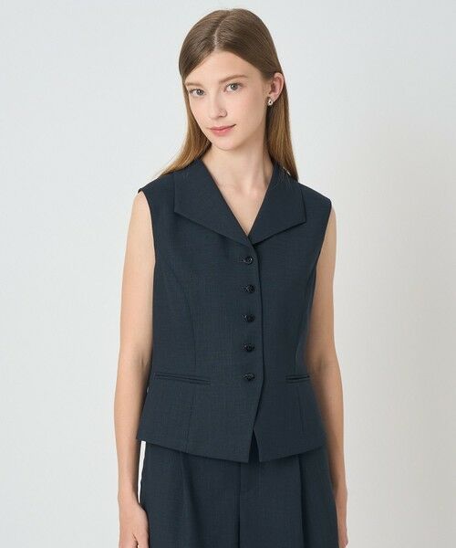 ANAYI / アナイ その他アウター | ドライスラブ衿付きジレ〈セットアップ対応商品〉（navy (65)）