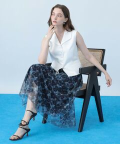 ANAYI / アナイ ロング・マキシ丈スカート | Moon Shell プリント消しプリーツ スカート
