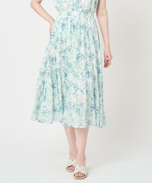 ANAYI / アナイ ロング・マキシ丈スカート | Coral プリントローンプリーツ スカート〈セットアップ対応商品〉（green (71)）