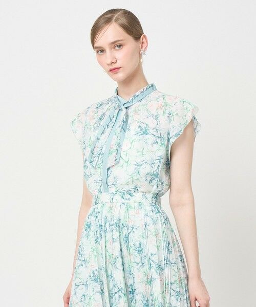 ANAYI / アナイ シャツ・ブラウス | Coral プリントローンスカーフタイ ブラウス〈セットアップ対応商品〉（green (71)）