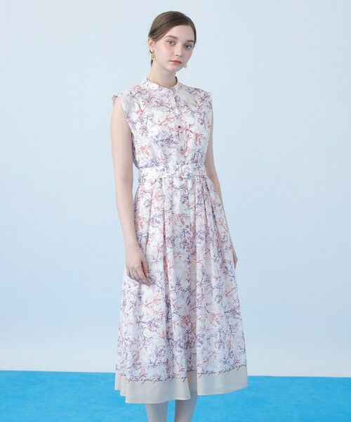 ANAYI / アナイ ミニ丈・ひざ丈ワンピース | Coral プリントローンシャツフレア ワンピース（pink (41)）