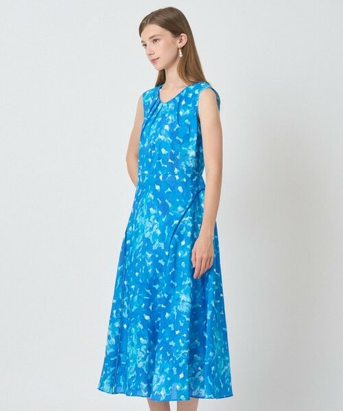 ANAYI / アナイ ロング・マキシ丈ワンピース | Veil Blue プリントリネンフレア ワンピース | 詳細5