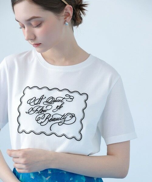 ANAYI / アナイ Tシャツ | コットン天竺カリグラフィーＴシャツ（white (01)）