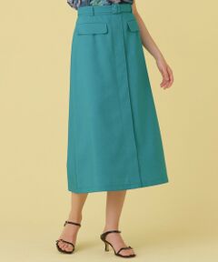 ANAYI / アナイ ミニ・ひざ丈スカート | スラブオックスベルト付きＡライン スカート