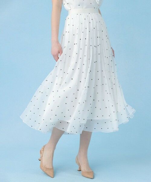 ANAYI / アナイ ロング・マキシ丈スカート | オーガンジードットプリントプリーツ スカート〈セットアップ対応商品〉(white (01))
