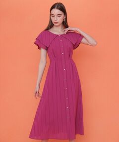 ANAYI / アナイ ロング・マキシ丈ワンピース | からみストライプビッグカラー ワンピース